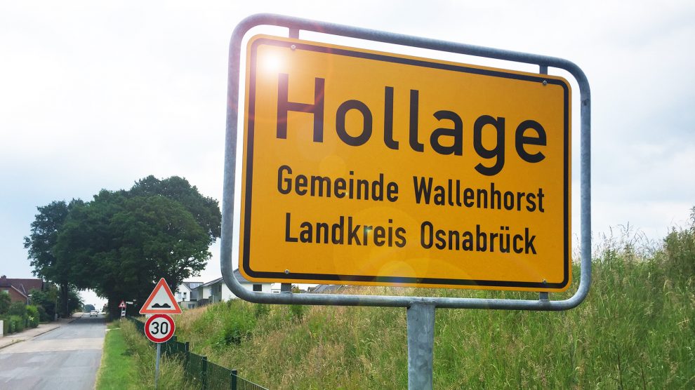 Ortsschild von Hollage. Symbolfoto: Rothermundt / Wallenhorster.de