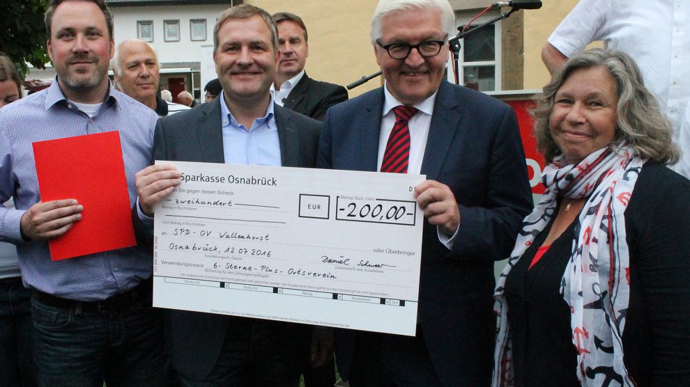 Hendrik Remme, Guido Pott, Frank-Walter Steinmeier und Ulrike Gering (v.l.n.r.). Foto: SPD Wallenhorst