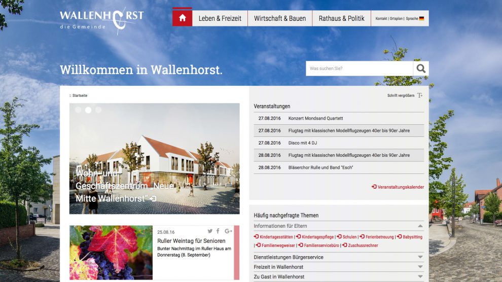 Die neue Homepage der Gemeinde Wallenhorst. Screenshot: Wallenhorster.de