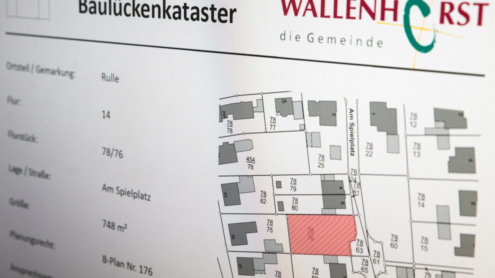 Ausschnitt aus dem Baulückenkataster. Foto: Gemeinde Wallenhorst / Thomas Remme