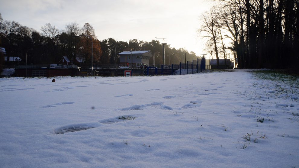 Schnee an der Hollager Schleuse. Foto: Wallenhorster.de