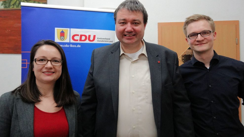 Der neue Vorstand des CDU Ortsverbands Wallenhorst: Nadine Klumpe, Holger Pellmann und Lukas Havliza. Foto: CDU Wallenhorst