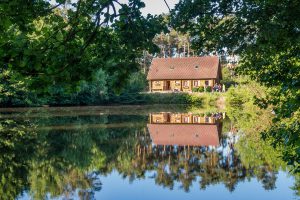 Direkt am Mühlenteich gelegen: das finnische Holzblockhaus der Hollager Mühle. Foto: Thomas Remme