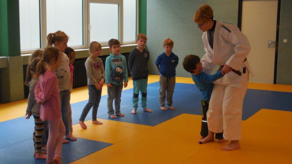 Eindrücke vom Judoprojekt im Kindergarten St. Raphael. Foto: Blau-Weiss Hollage