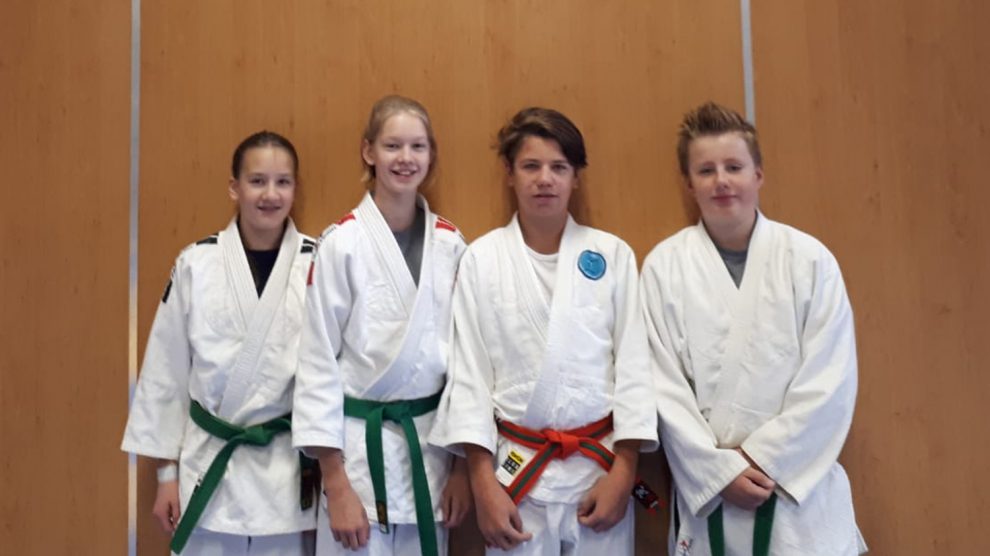 Carina, Luca, Marwin und Timon als neue Assistenztrainer bei der Judoabteilung von Blau-Weiss Hollage. Foto: BW Hollage