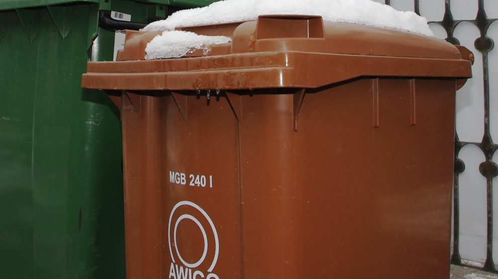 Nicht selten friert der Abfall im braunen Sammelbehälter fest, was sowohl für die Kunden als auch für die Müllabfuhr Mehraufwand bedeutet. Foto: Awigo