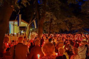 Ein Meer aus 1.000 Lichtern: die Lichterprozession auf dem Höherberg. Foto: Kolpingsfamilie Hollage