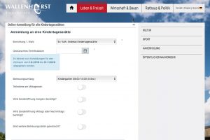 Das Wallenhorster Online-Portal für die Kita-Anmeldung wird am 1. November freigeschaltet. Hier zu sehen ist ein Screenshot aus dem vergangenen Kita-Jahr. Screenshot: Wallenhorster.de / Gemeinde Wallenhorst - Wallenhorst.de