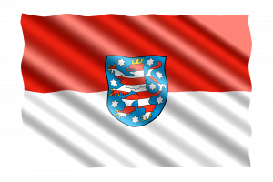 Wappen und Flagge des Landes Thüringen. Bild: jorono / Pixabay