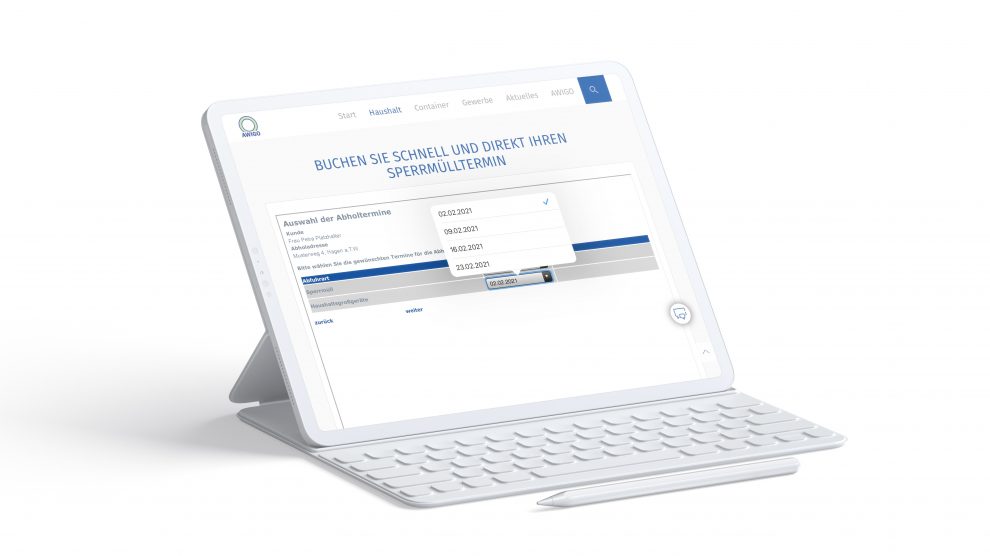 24/7 verfügbar: Das verbesserte Bestellformular auf awigo.de führt neuerdings mit wenigen Klicks zum Abholtermin für Sperrmüll oder Elektroschrott. Foto: Freepik/originalmockup.