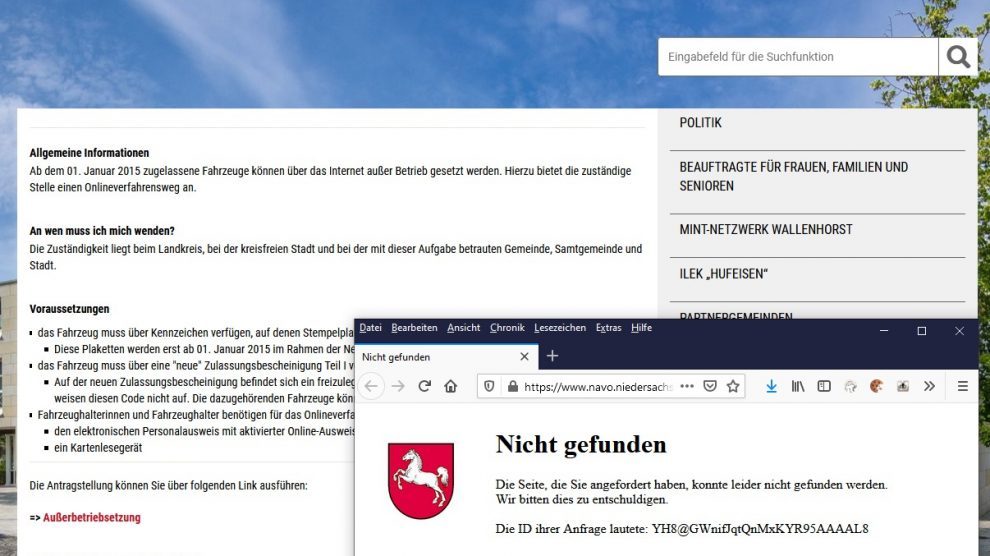 Ein Link ins Leere. Screenshot: FDP Wallenhorst