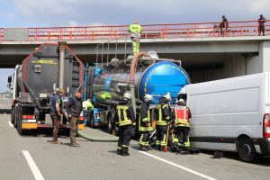 Schwerer Verkehrsunfall zwischen Wallenhorst und Bramsche mit Vollsperrung der A1 am Mittwochnachmittag mit Einsatz der Feuerwehr Wallenhorst und eines Rettungshubschraubers. Foto: Marc Dallmöller