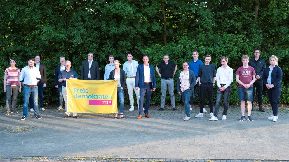 Die Kandidat(inn)enriege der FDP Wallenhorst zur Kommunalwahl 2021. Foto: Domenic Schlinge – Foto Oger