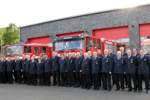 Mannschaftsfoto vor dem frisch eingeweihten Feuerwehrhaus im Anschluss an die Jahreshauptversammlung 2021. Foto: Feuerwehr Rulle