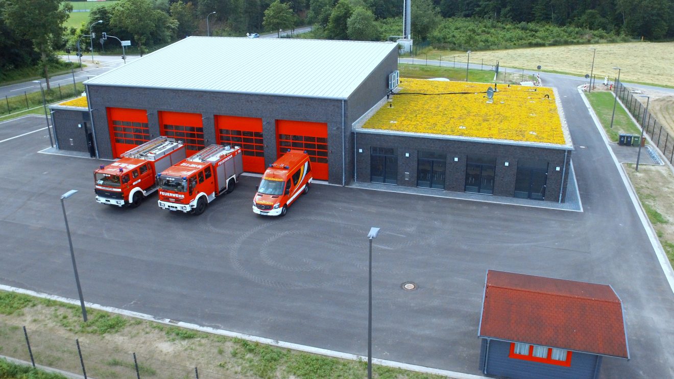 Das neue Feuerwehrhaus aus der Luft. Foto: Feuerwehr Rulle