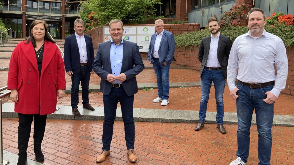 Claudia Burs, Hans Stegemann, Guido Pott, Norbert Hörnschemeyer, Jan Hörnschemeyer und Hendrik Remme sind die Kandidieren für den Osnabrücker Kreistag der SPD Wallenhorst. Foto: SPD Wallenhorst