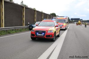 An der Anschlussstelle Osnabrück-Nord in Wallenhorst hat sich am Samstagnachmittag schwerer Verkehrsunfall ereignet. Auch ein Rettungshubschrauber war im Einsatz. Foto: Marc Dallmöller / md-foto.com