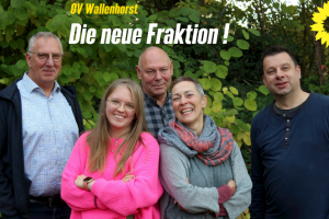 Die neue Fraktion der Grünen in Wallenhorst: (v. l. n. r.) Christoph Ströer, Lilian-Ruth Sasse, Rüdiger Schulz, Birgit Schad, Alexander Strehl. Foto: Lilian-Ruth Sasse