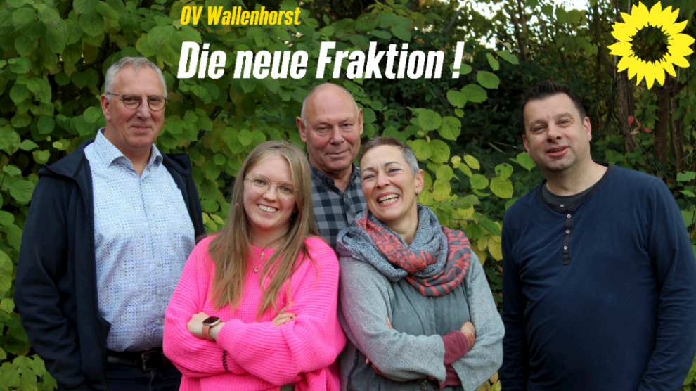 Die neue Fraktion der Grünen in Wallenhorst: (v. l. n. r.) Christoph Ströer, Lilian-Ruth Sasse, Rüdiger Schulz, Birgit Schad, Alexander Strehl. Foto: Lilian-Ruth Sasse