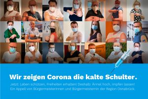 Bürgermeisterinnen und Bürgermeister rufen zur Corona-Schutzimpfung auf. Grafik: Wöhrmann Design