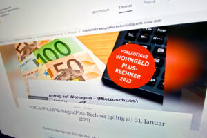 Vorläufiger WohngeldPlus-Rechner (gültig ab 01. Januar 2023). Screenshot: Wallenhorster.de