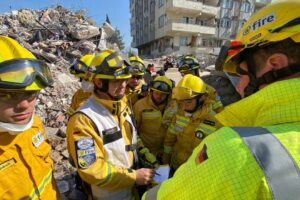 Das Team von @fire - Internationaler Katastrophenschutz Deutschland e. V. im Einsatz in der Türkei nach dem schweren Erdbeben. Foto: @fire