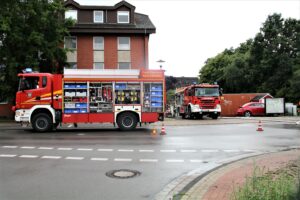 Die Feuerwehr Wallenhorst im Dauereinsatz nach dem starken Regen am Mittwochnachmittag. Foto: Marc Dallmöller / md-foto.com