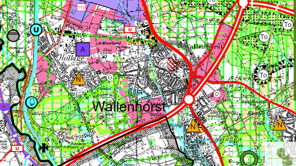 Was liegt wo in Wallenhorst an? (Symbolbild mit Geoinformationen des Landkreises Osnabrück)