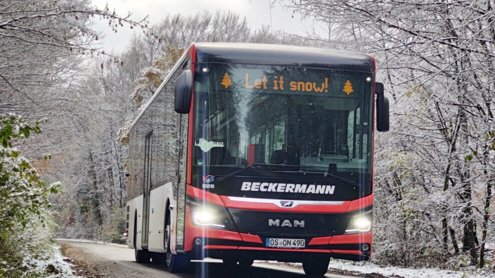 Bild eines der neuen Fahrzeuge in Winterlandschaft. Foto: Firma Beckermann