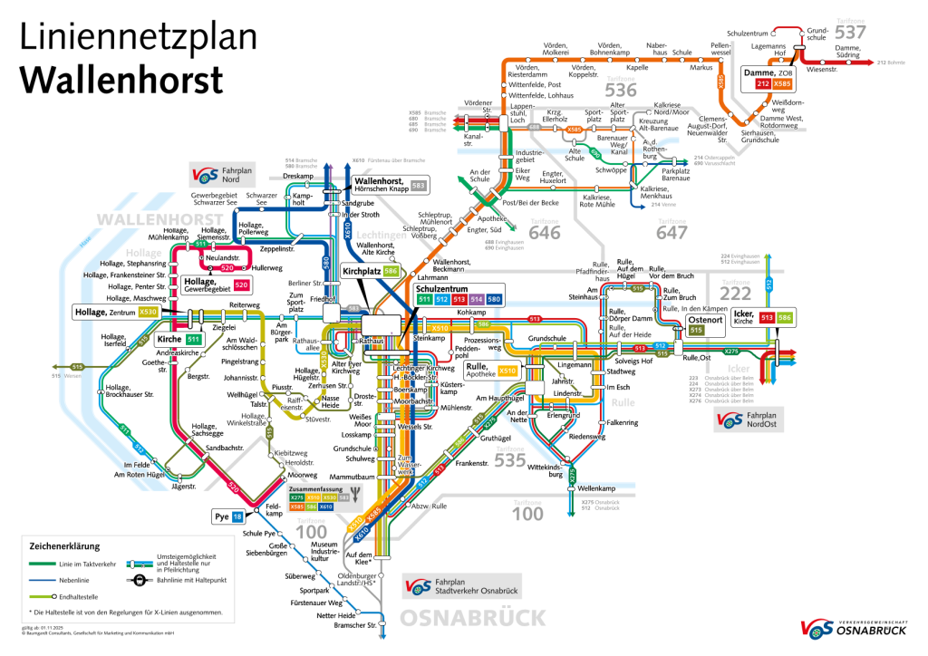 Der neue Liniennetzplan ab November (Grafik: VOS Wallenhorst)