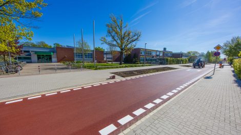 Die Maria-Montessori-Straße präsentiert sich in neuer Optik als Fahrradstraße. Foto: André Thöle / Gemeinde Wallenhorst